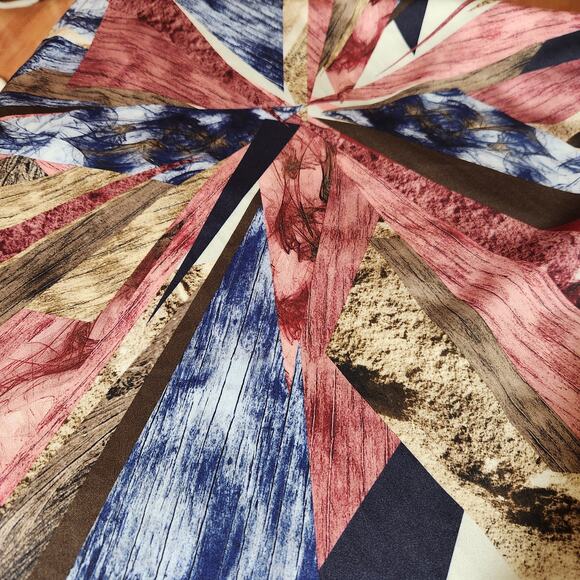 BARELLI Black Round Neck Dress with Attached Multi-Color Geometric Scarf Women 6 - Picture 12 of 15